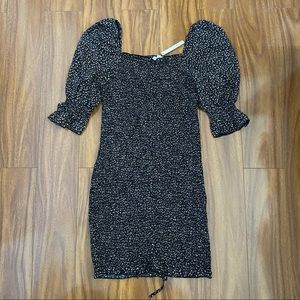 NEW Black Floral Shirred Dress